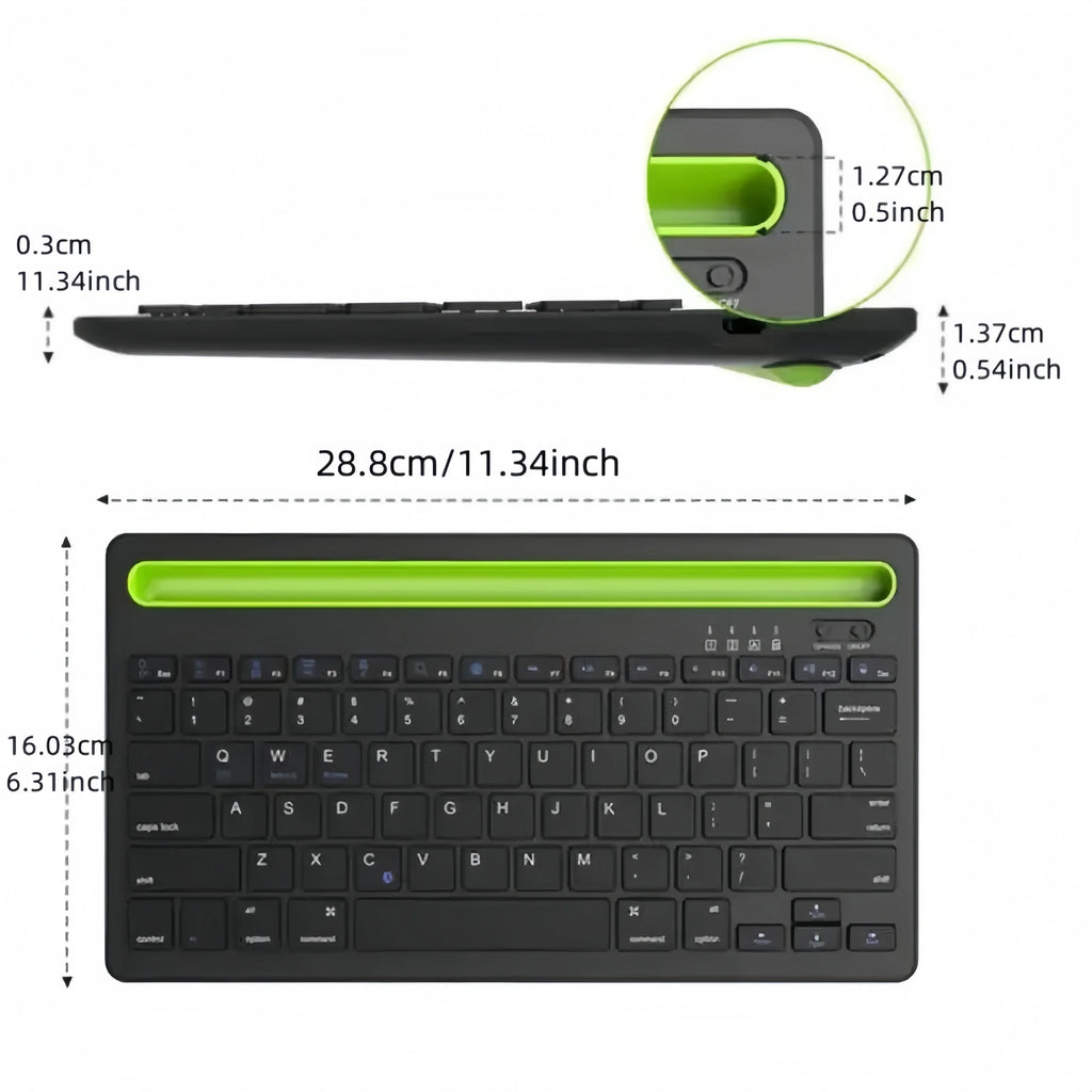 Bluetooth Keyboard Compatible with Android/iOS/Windows systems Suitable for iPad/smartphones/tablets/laptops Built-in stand slot