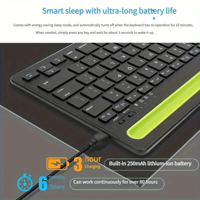 Bluetooth Keyboard Compatible with Android/iOS/Windows systems Suitable for iPad/smartphones/tablets/laptops Built-in stand slot